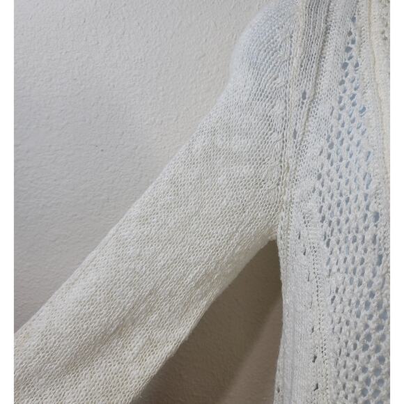 Moth Anthropologie Cream Open Knit Cardigan XS Lightweight Soft Stretch Comfy - Picture 6 of 7